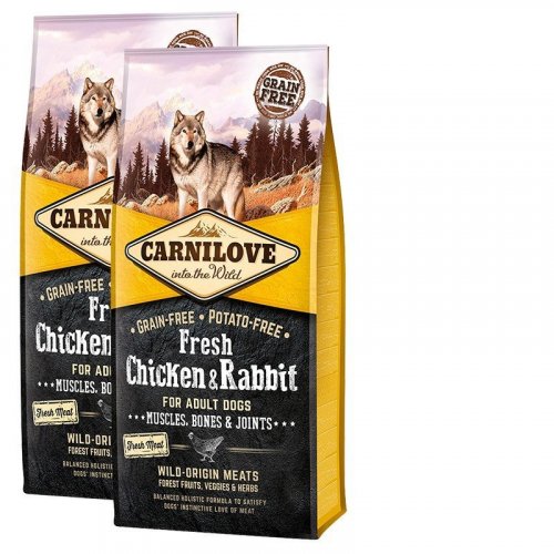 2 x Carnilove Dog Fresh Chicken & Rabbit 12kg