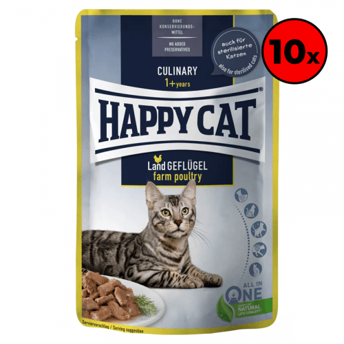 Happy Cat Pouches - Meat in Sauce Culinary Land-Geflügel 10 x 85 g
