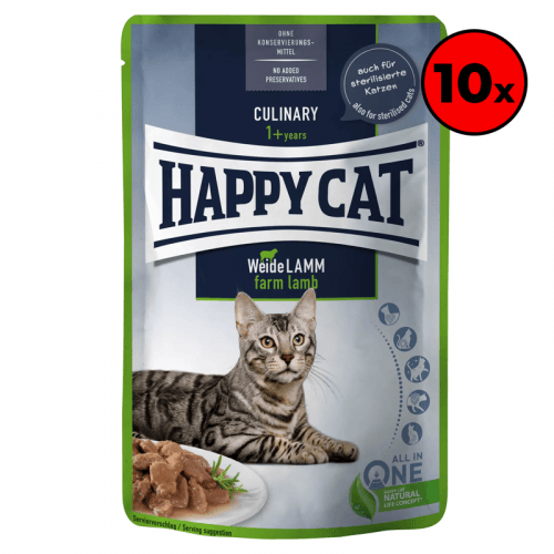Happy Cat Pouches - Meat in Sauce Culinary Weide-Lamm 10 x 85 g