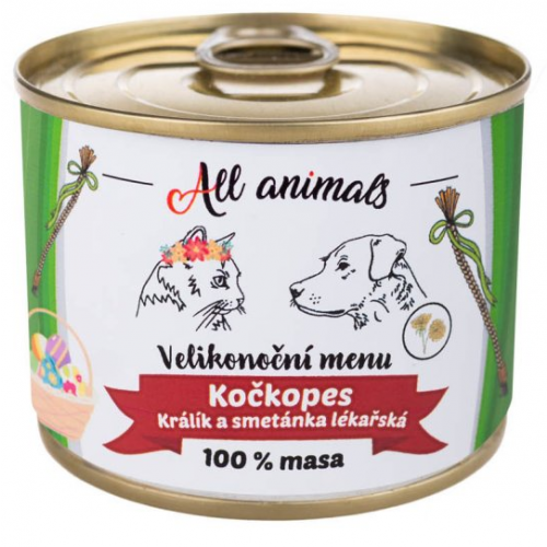 All Animals kočkopes Velikon.menu králík+smetánka 200g (min. odběr 6 ks)