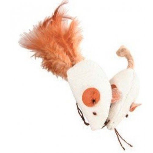 Zolux hračky dvě bílé myšky pro kočky textilní 4 cm