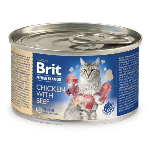 Brit Premium Cat by Nature konz Chicken&Beef 200g (min. odběr 24 ks)