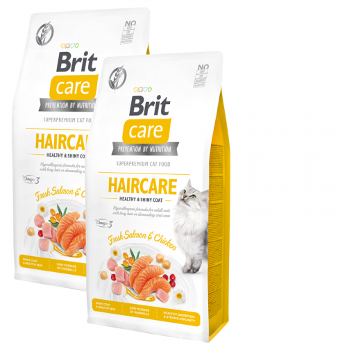 2x Brit Care Cat Grain-Free Haircare Healthy & Shiny Coat 7kg