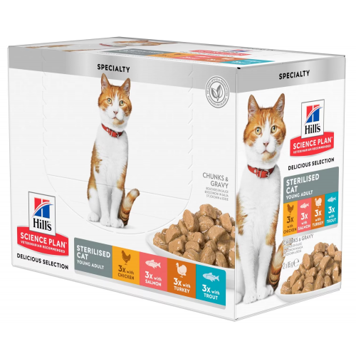 Hill's Science Plan kapsička pro kastrované kočky mix přichuťí 12 x 85 g