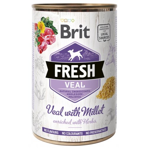 Brit Fresh Dog konz Veal with Millet 400g (min. odběr 24 ks)