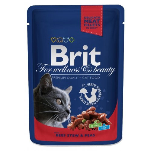 Brit Premium Cat kapsa with Beef Stew & Peas 100g (min. odběr 24 ks)