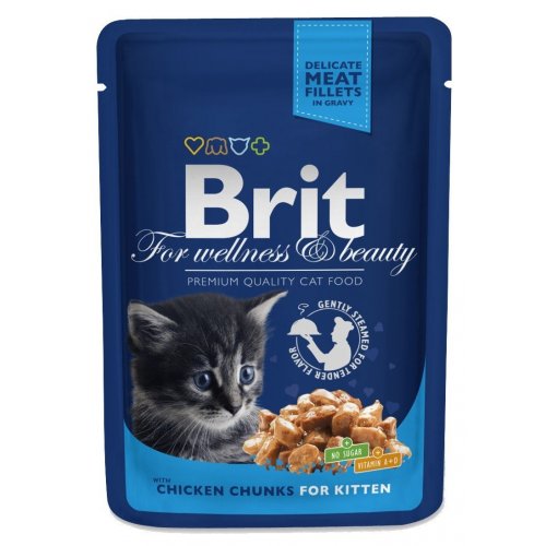 Brit Premium Cat kapsa Chicken Chunks for Kitten 100g (min. odběr 24 ks)